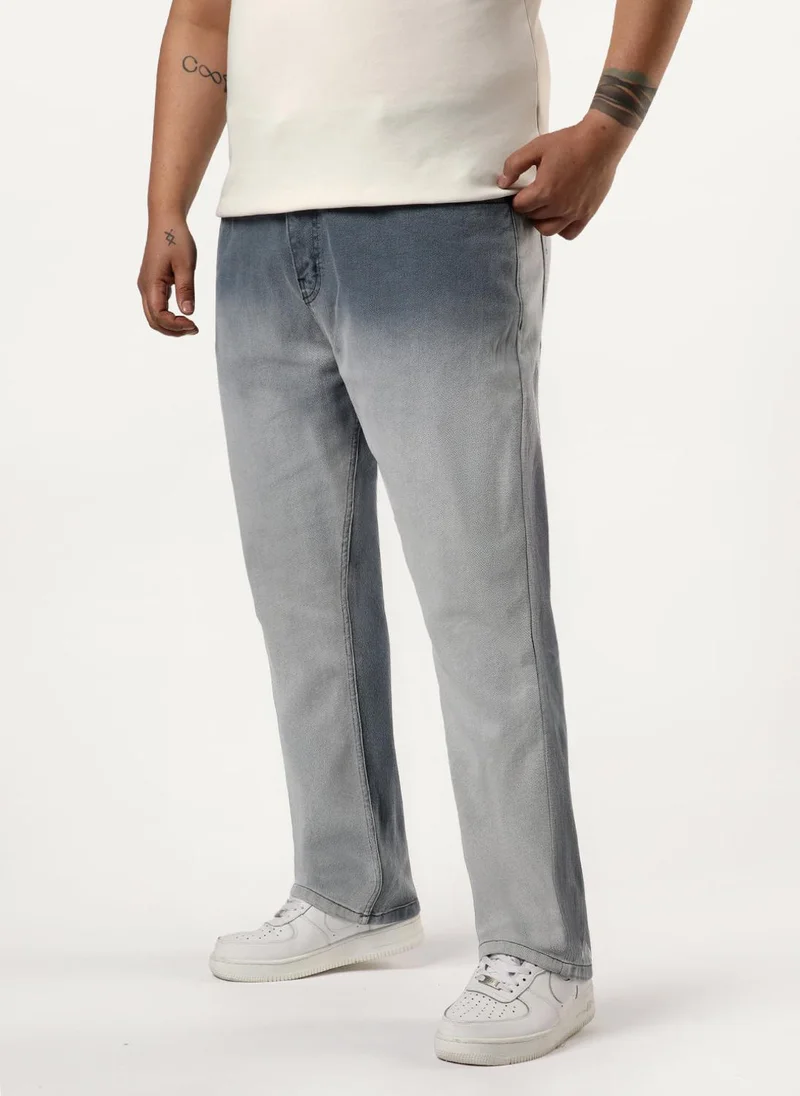 Urbano Fashion  Urbano Plus Men's Grey Straight Fit Heavy Washed Faded Denim Jeans Stretchable for Men | Best Price UAE